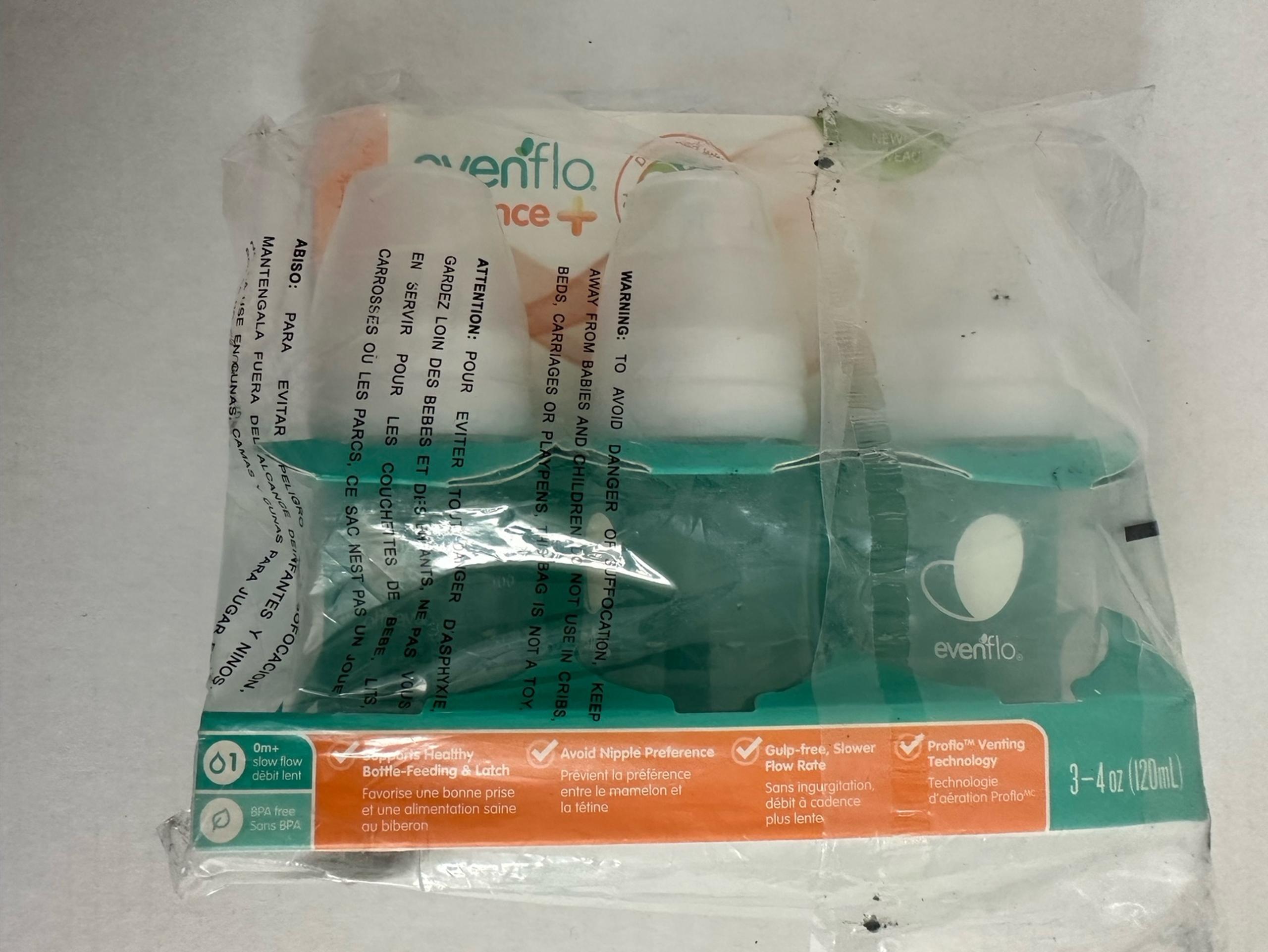 Evenflo Balance+ Bottles Standard 0+ Months Slow Flow 3 Bottles 4 oz 120 ml