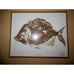 Unique Framed Woodblock Print Signed by Artist Raised Seal Titled Fish II