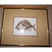 Unique Framed Woodblock Print Signed by Artist Raised Seal Titled Fish II