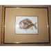 Unique Framed Woodblock Print Signed by Artist Raised Seal Titled Fish II