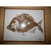 Unique Framed Woodblock Print Signed by Artist Raised Seal Titled Fish II