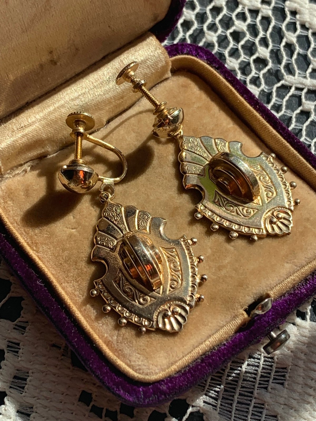 Vintage Victorian Revival screw back earrings