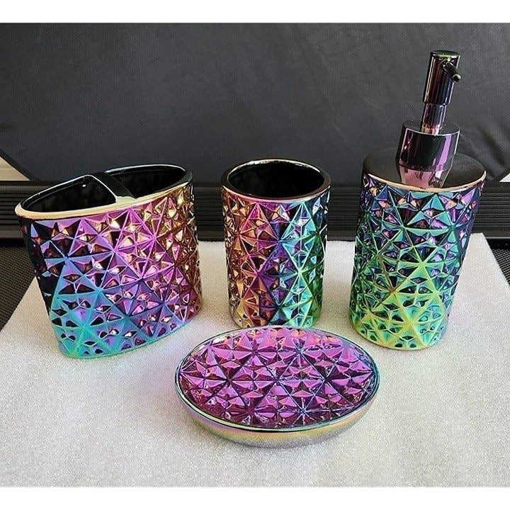 Colorful Bathroom Accessories Sets 4 Piece Ceramic Complete Bathroom Set