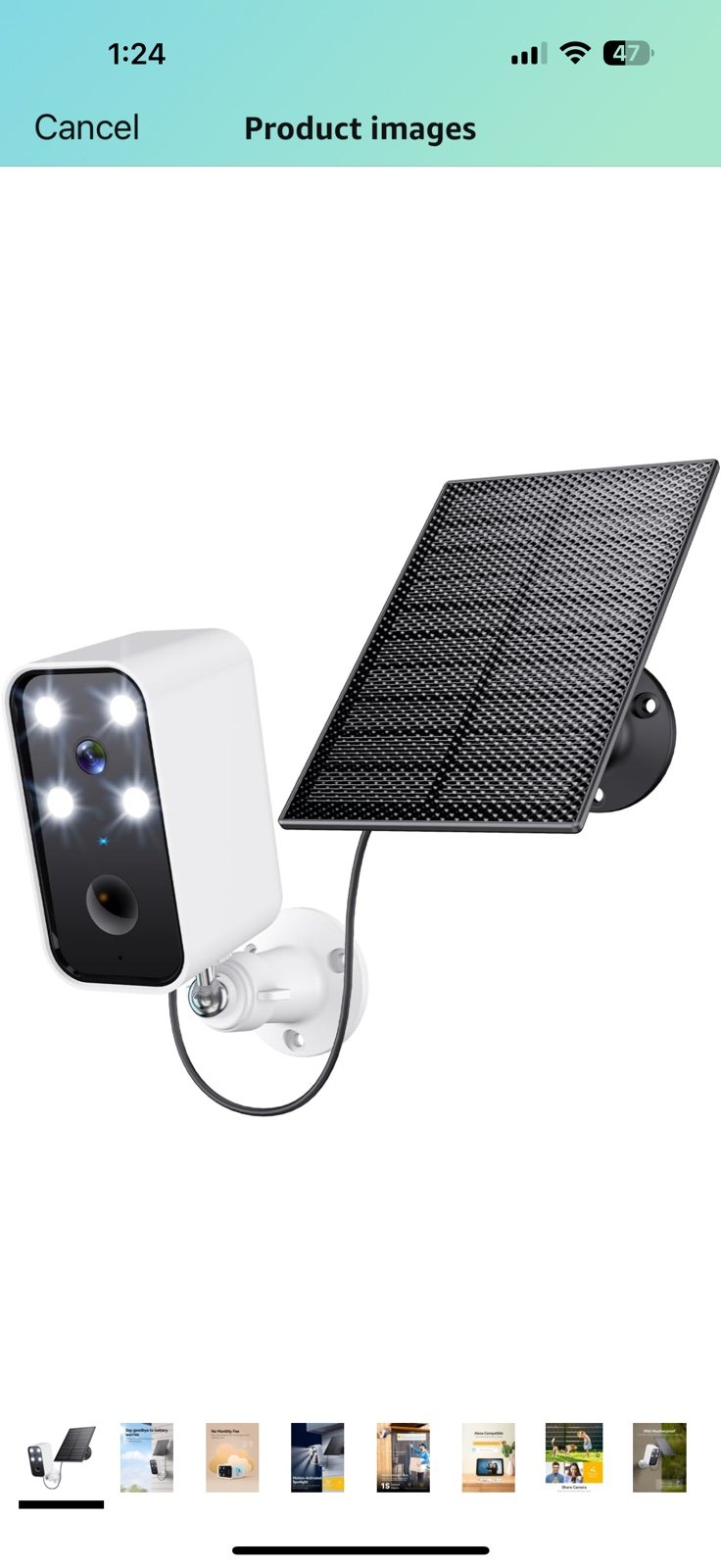 Solar powered battery camera