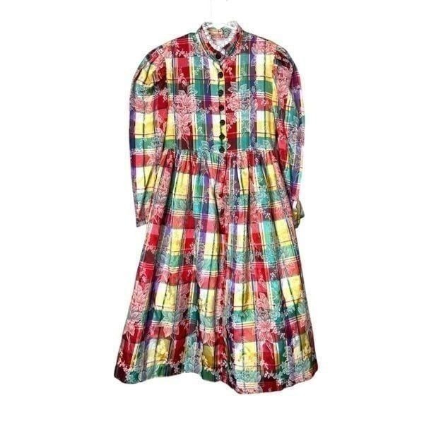 Vintage Sarah Hent Girls Flower Print Maxi Dress Prairie Cottagecore