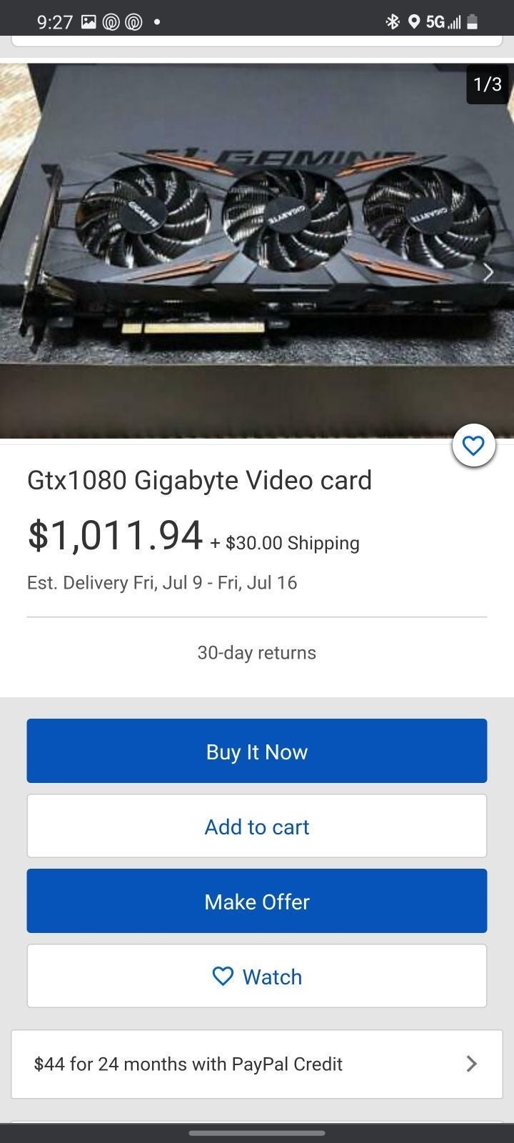 Gigabyte gtx 1080 OC g1 GPU