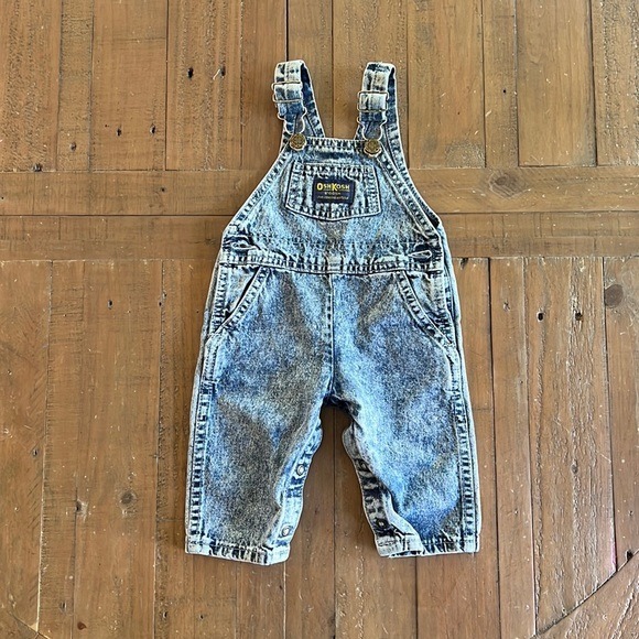 Oshkosh vintage made in the USA acid wash denim overalls