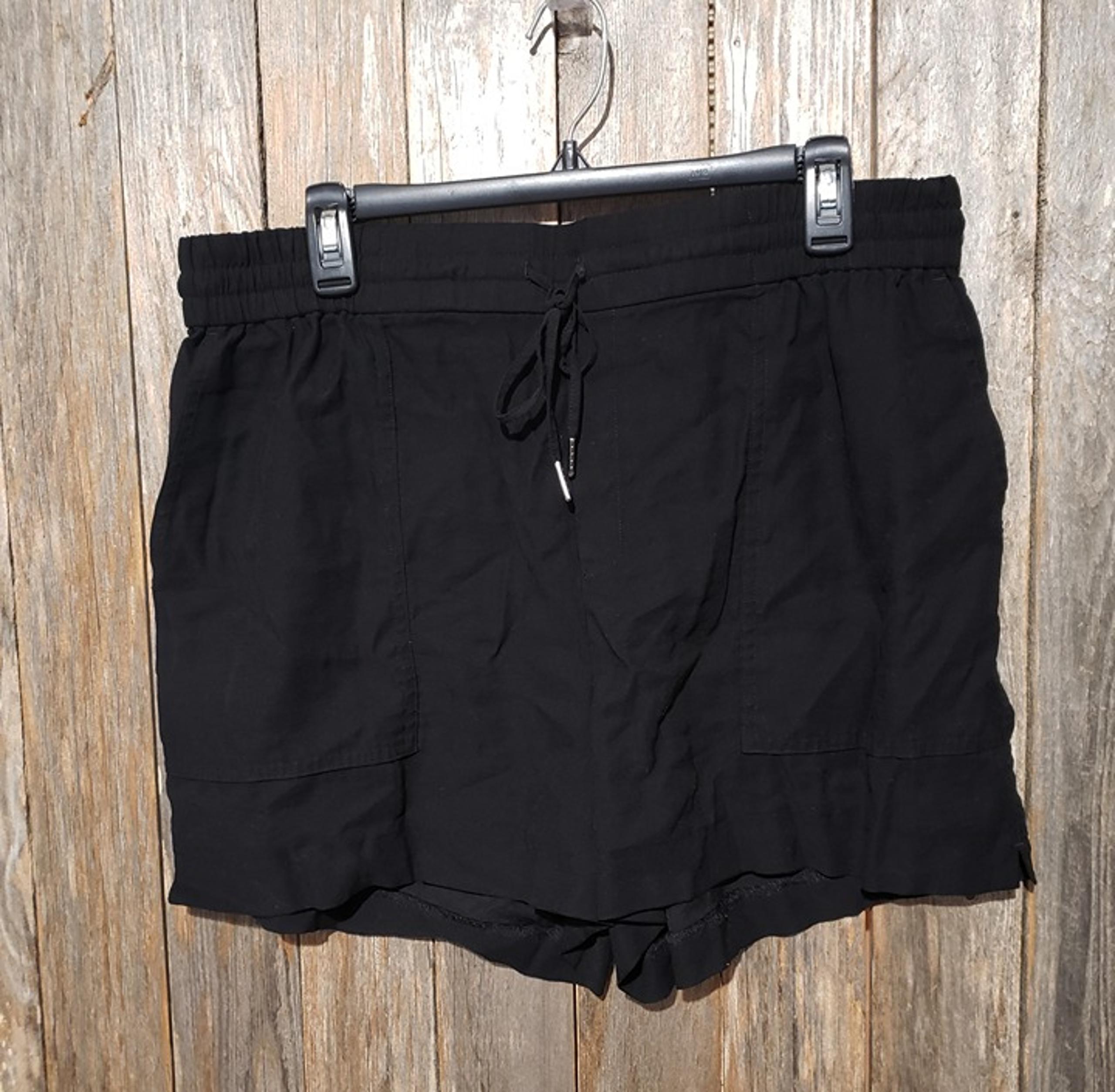 Kersh XL Women's Shorts Black Pull On Elastic Waist Pockets Drawstring Casual