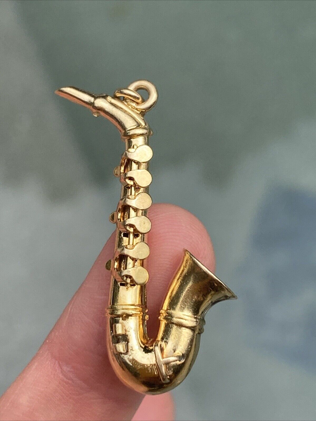 14K Yellow Gold Saxophone Charm or Pendant