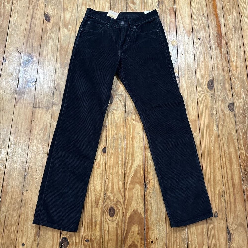 NWT Levis Corduroy Pants Mens 27x30 Black Cotton Straight Leg Goth Punk 90s