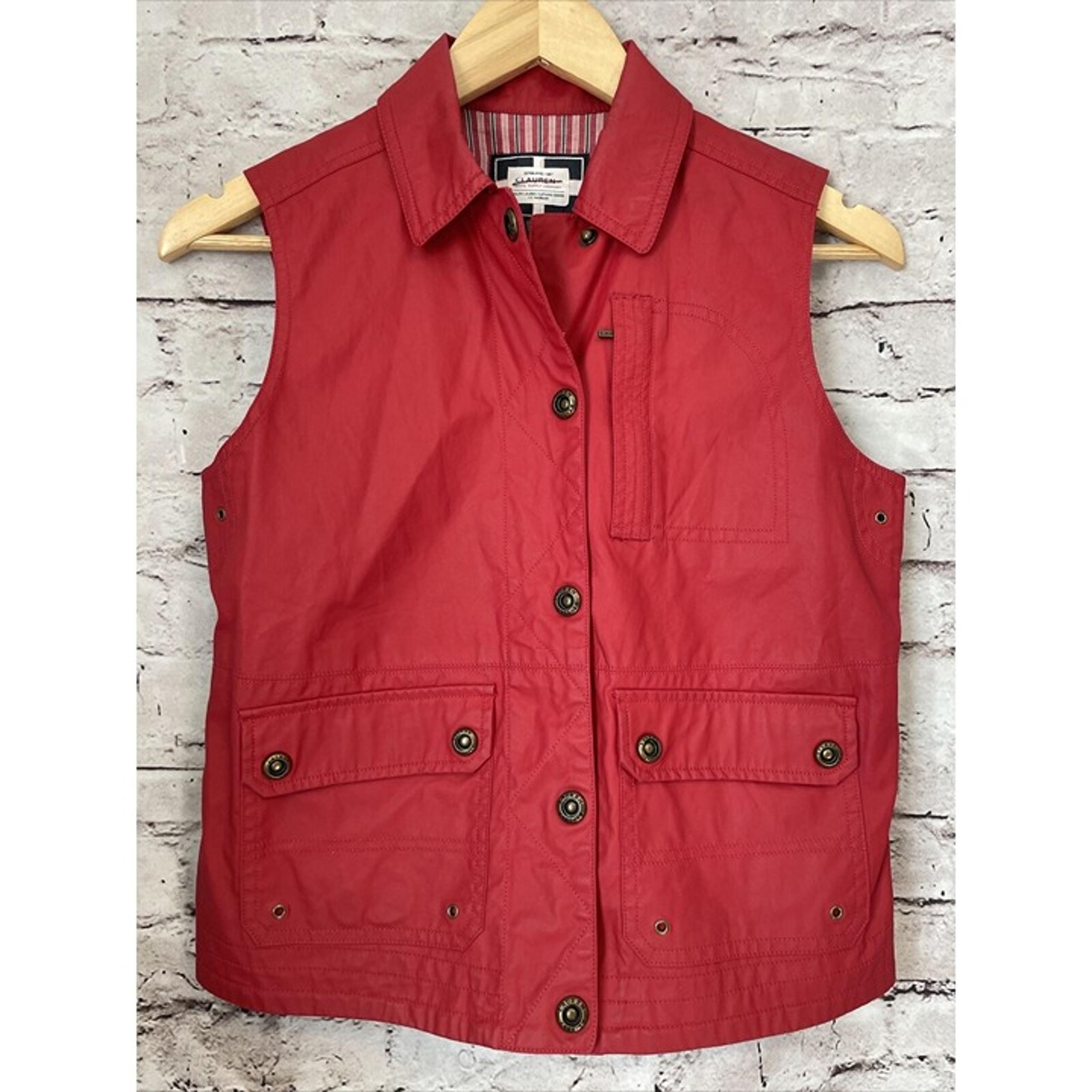 Ralph Lauren Naval Supply Company Red Cotton Vest Snap Womens XS P
