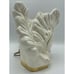 Vintage MCM Mid-Century White Leaf w/ Gold Esco-Lite Pottery TV Lamp Television