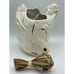 Vintage MCM Mid-Century White Leaf w/ Gold Esco-Lite Pottery TV Lamp Television