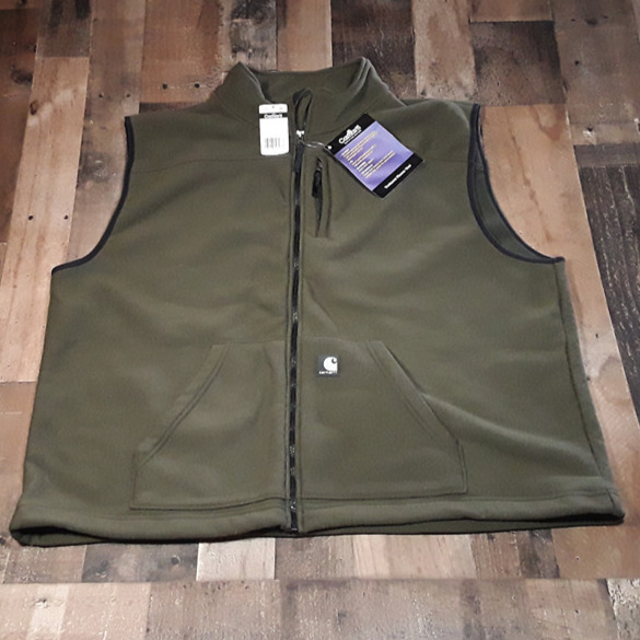 Carhartt Vest Mens 3XL Green Textured Polyester Fleece Full Zip Workwear V28 OLV