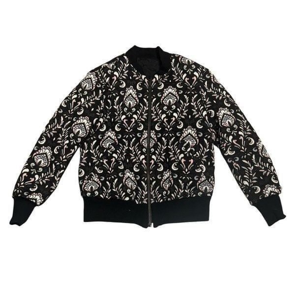 Women’s THE KOOPLES JAQUARD FOILAGE black & white bomber jacket size small