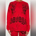 Savage Crown Long Sleeve 100% Cotton Top - Red Size Med REFFNB