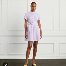 NWT Hill House Women's The Laura Linen Mini Shirt Dress Lilac Striped Size XS