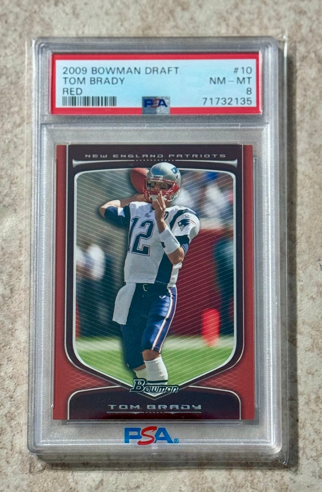 2009 Bowman Draft Picks Tom Brady Red Parallel #10 Patriots PSA 8 SP SSP NFL