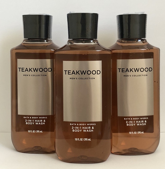 3 Bath & Body Works Teakwood 2-in-1 Hair & Body Washes ~ 10 oz Each ~ Brand New!