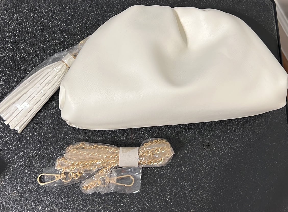 Understated Leather Clutch with Removable Crossbody Chain & Tassel
