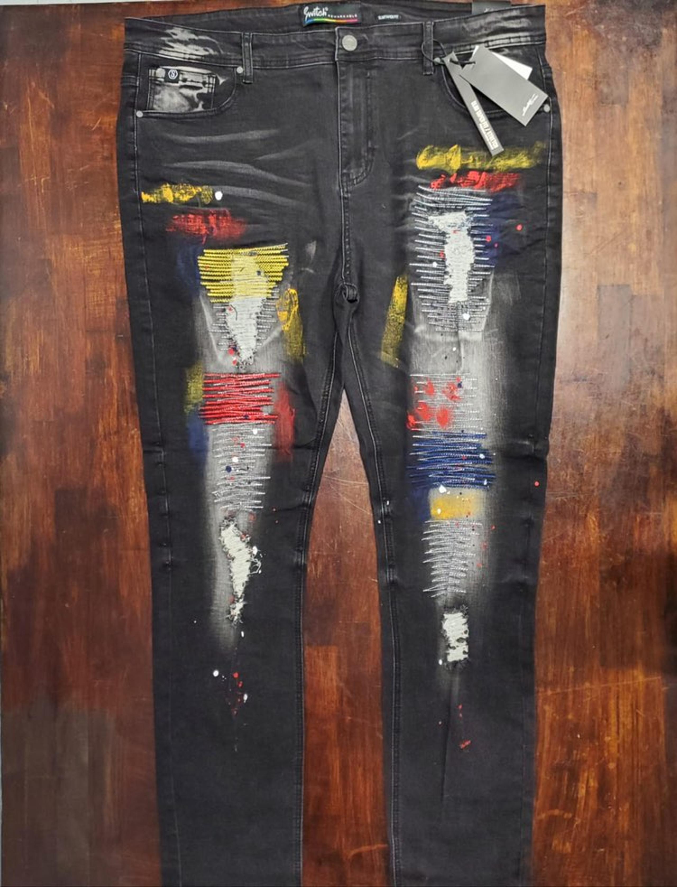 Paint splash denim jeans sz Various