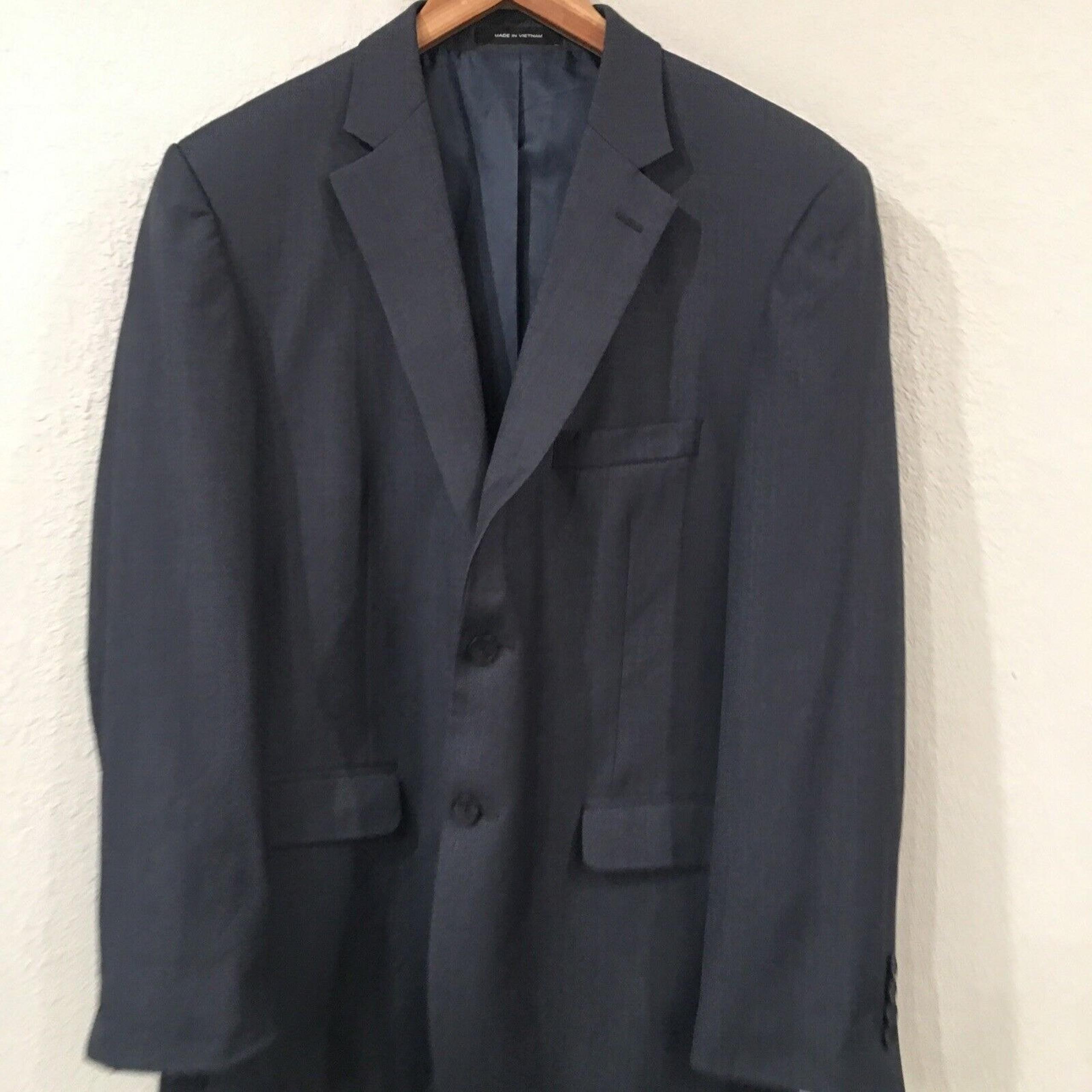 Kenneth Cole Awearness Men 44R Blazer Suit Jacket Gray Slim Fit 100% Wool Formal