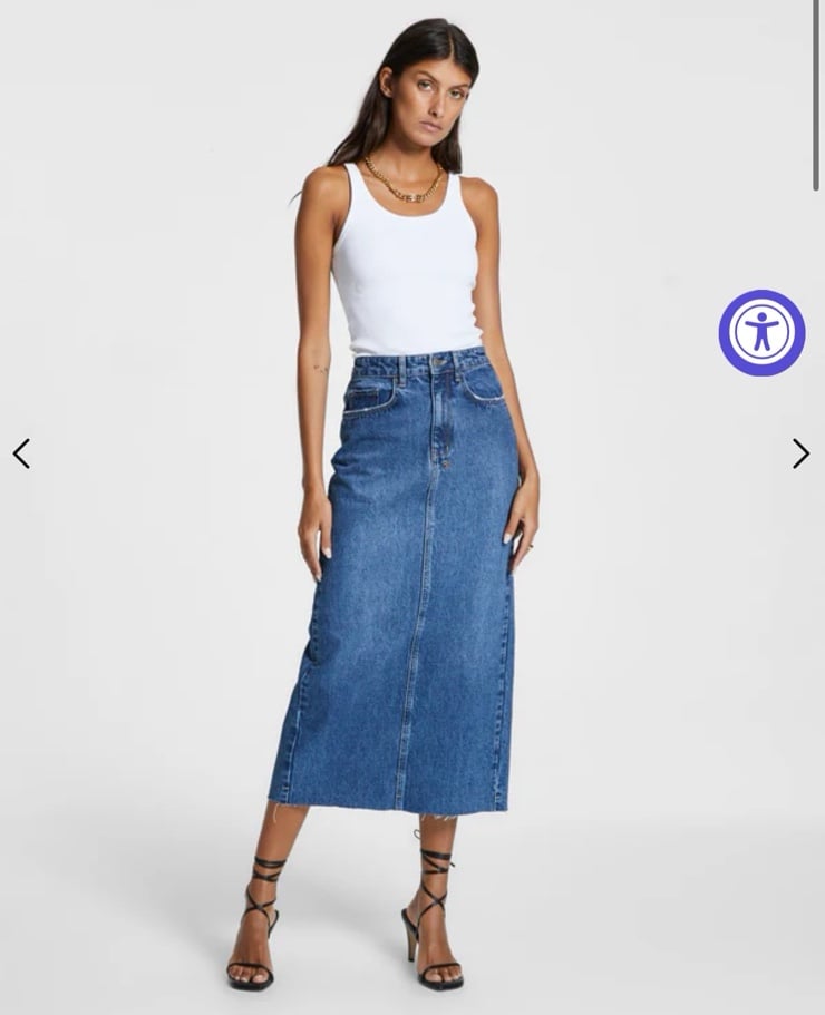 Ksubi Denim Midi Skirt Medium Wash
