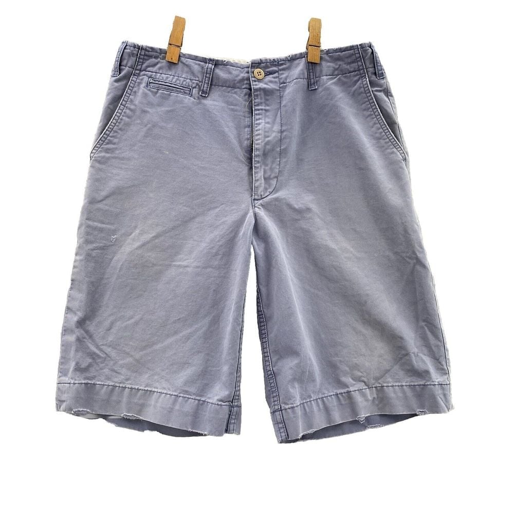 Polo Jeans Ralph Lauren Shorts Mens 31 Blue Khaki Chino Flat Front RL67 Military