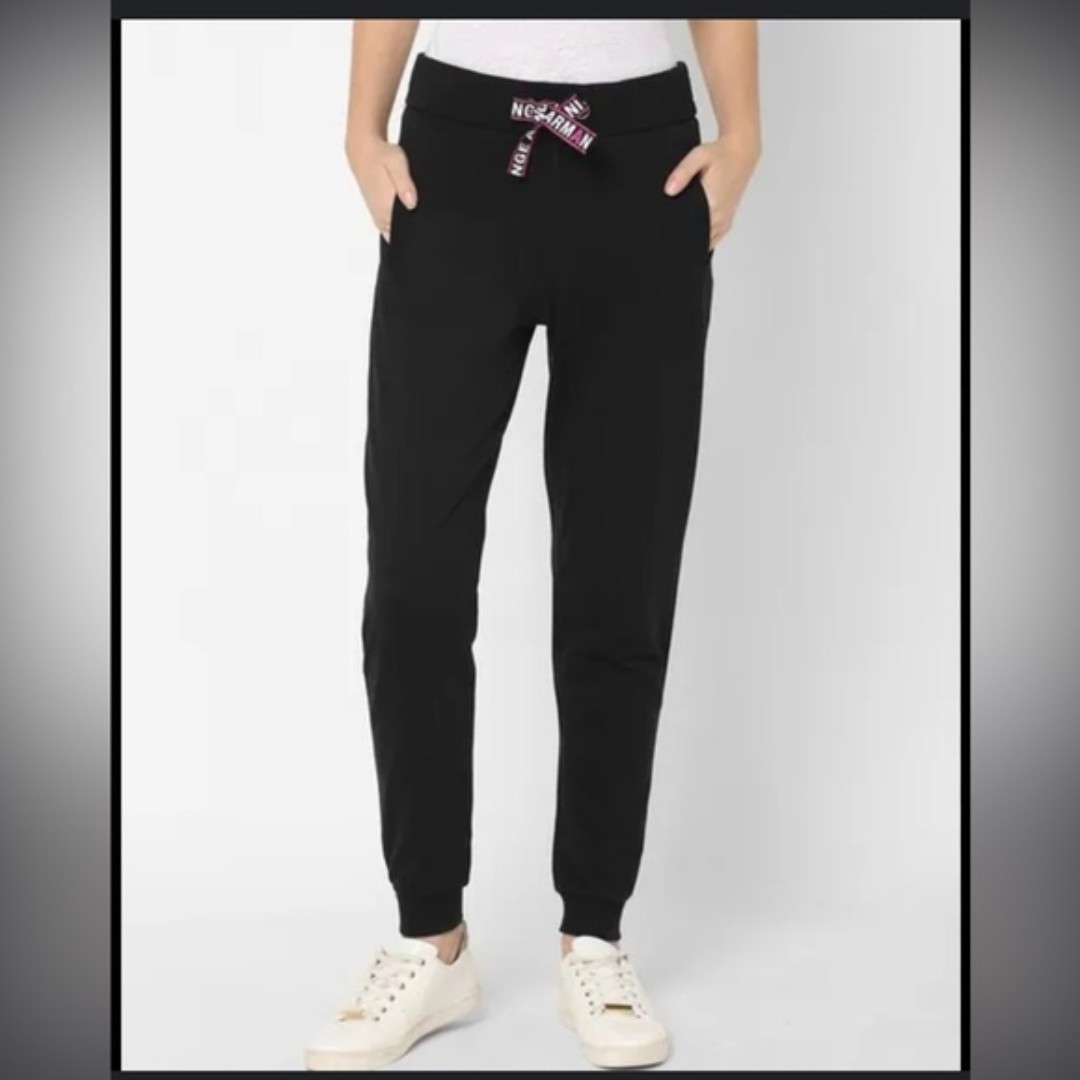 Armani Exchange Black Jogger Pants with Logo Lettering Drawstring Size Medium