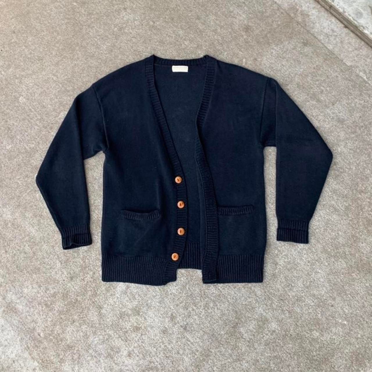 90s Vintage Banana Republic Navy Blue Cotton Cardigan Sweater Large