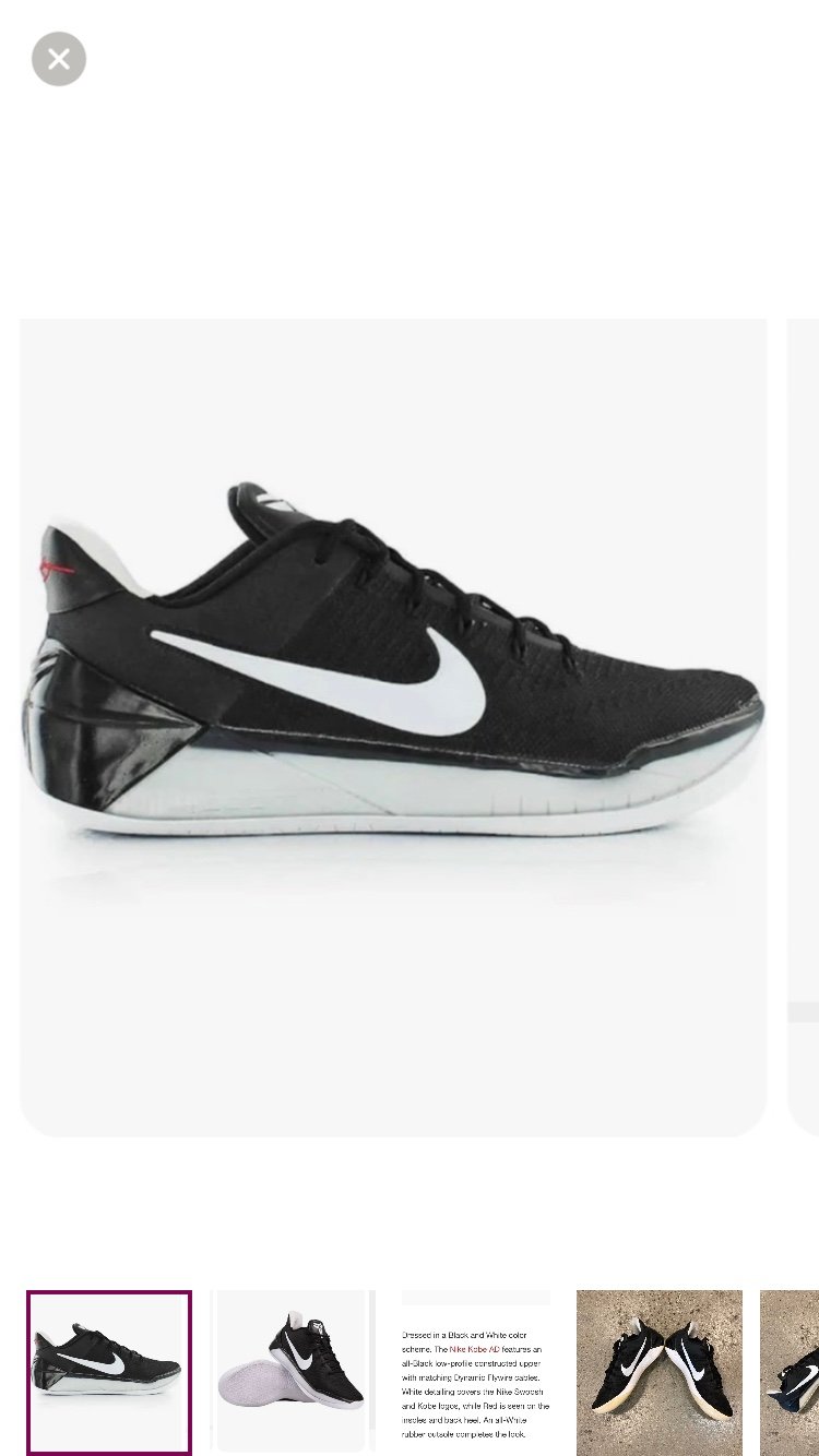 Nike Kobe AD Black White Size 12