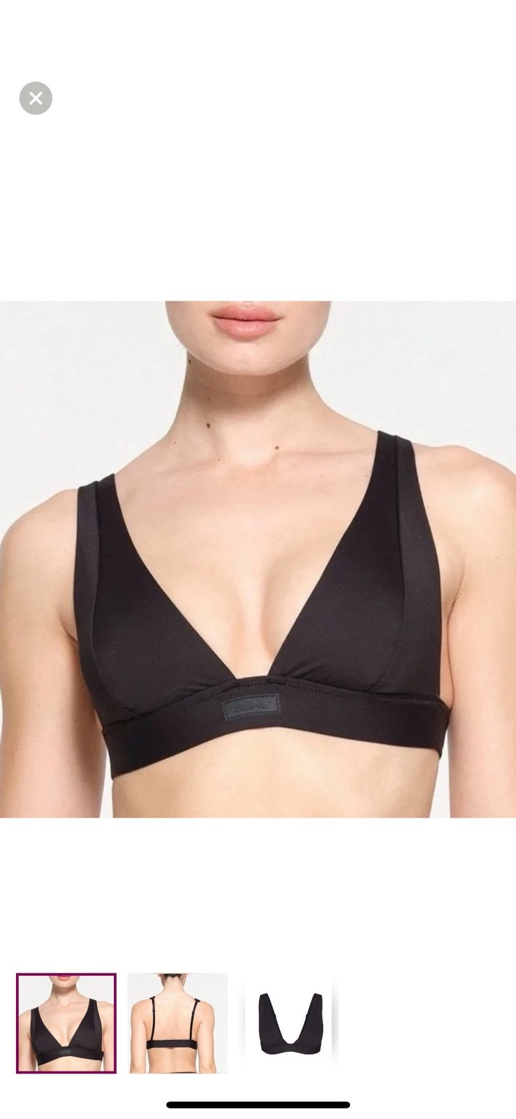 NWT SKIMS Large Black/Onyx Swim Plunge Bikini Top