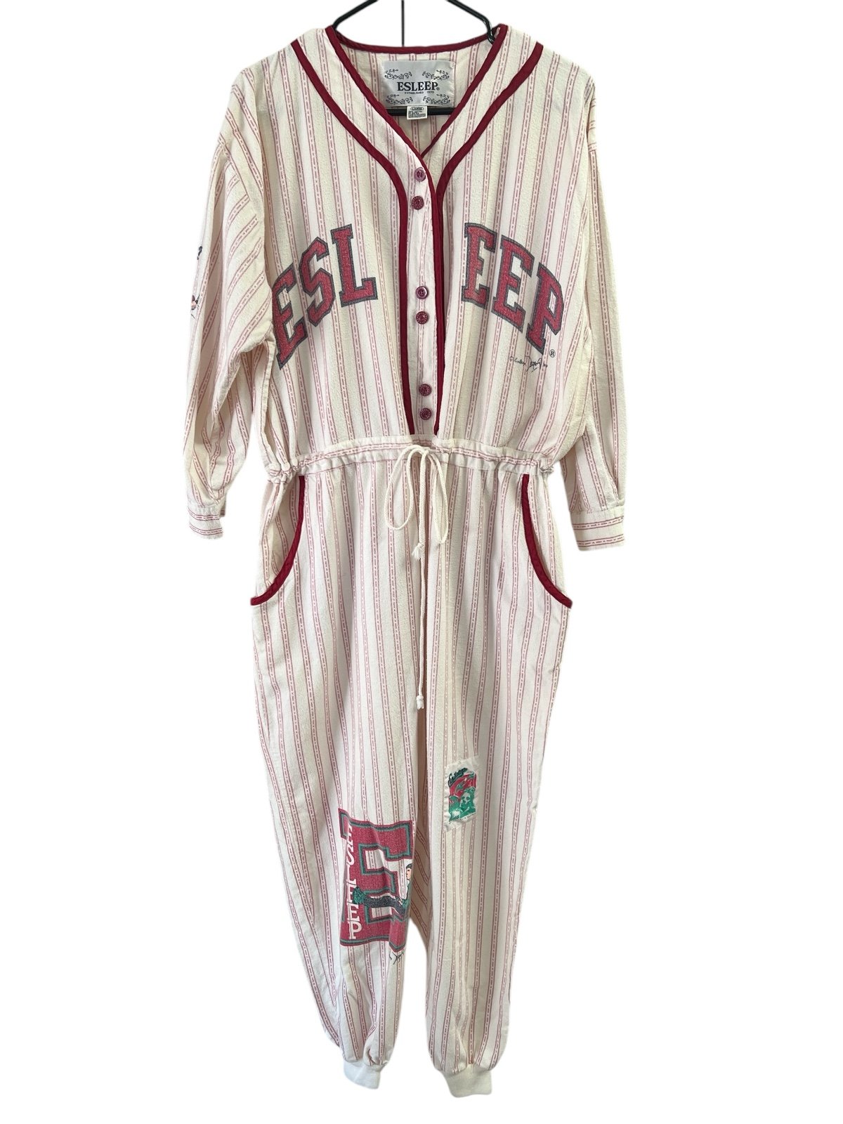 Esleep vintage baseball stitch pajamas one piece onesie