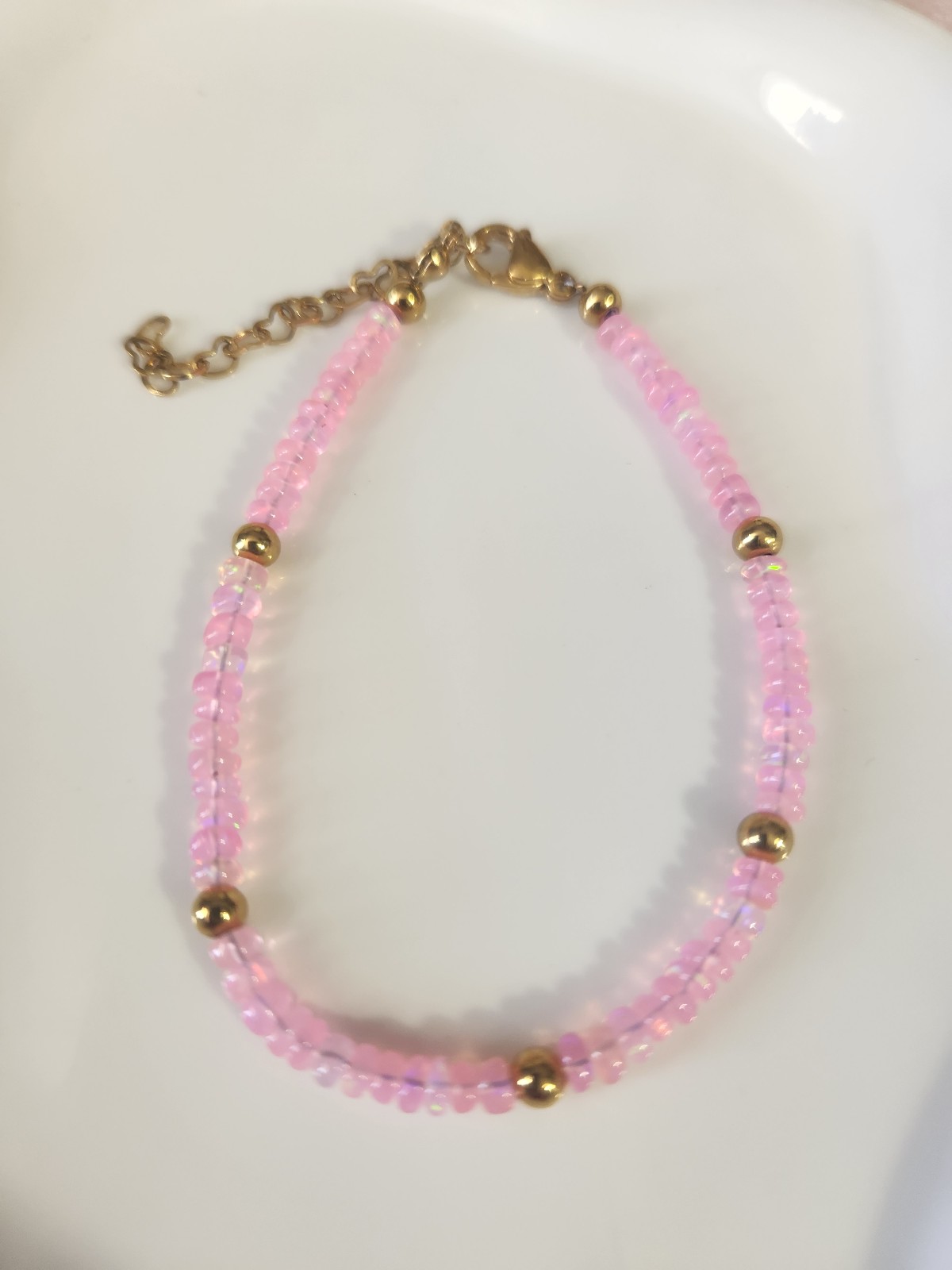 New handmade Pink opal beaded bracelet