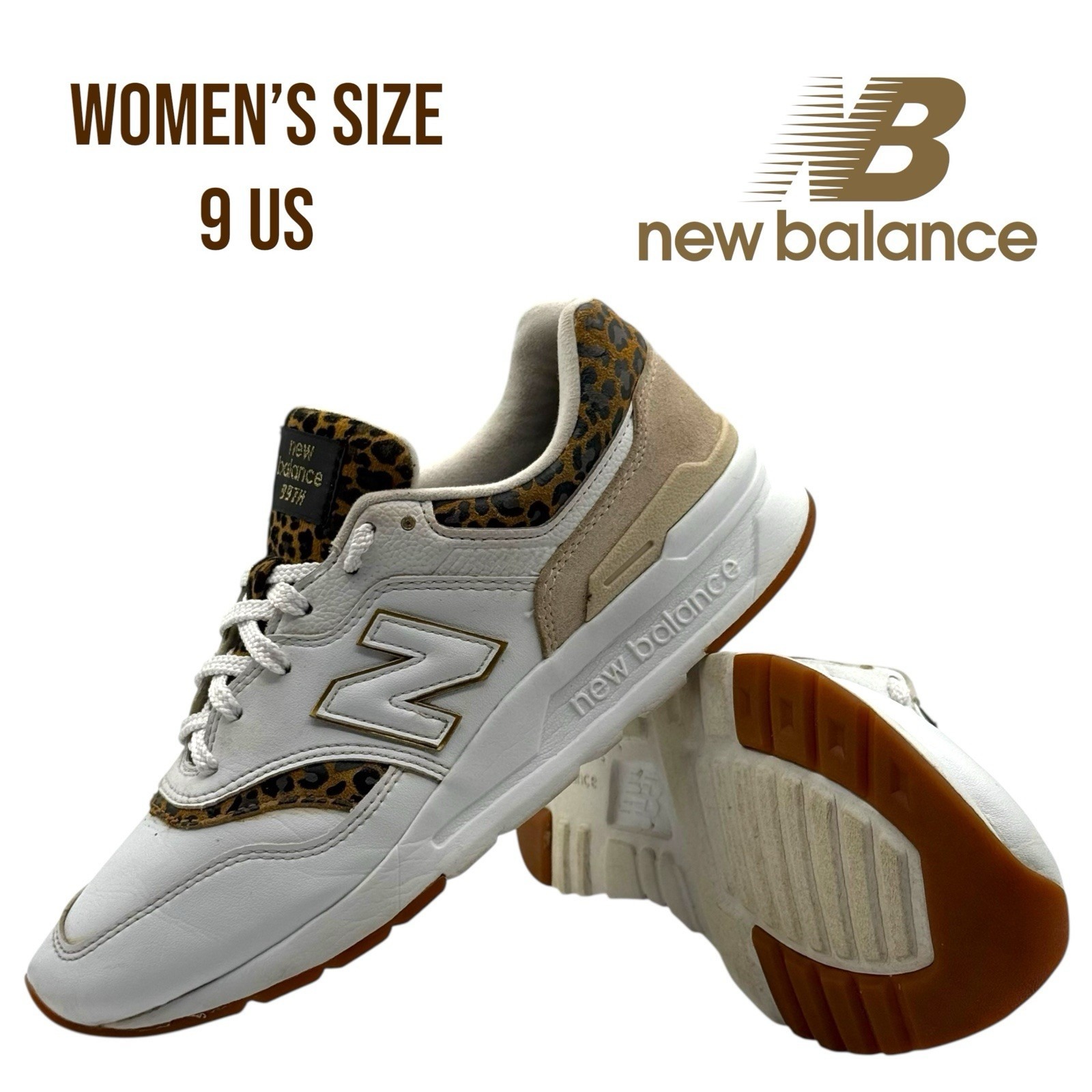 New Balance 997H Women's Sneakers Size 9 White Leopard Print Casual Shoes Gym