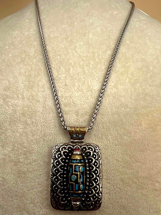 NEW Stainless Steel Tibetan Ten Thousand Buddhas DZI Bead Pendant Necklace