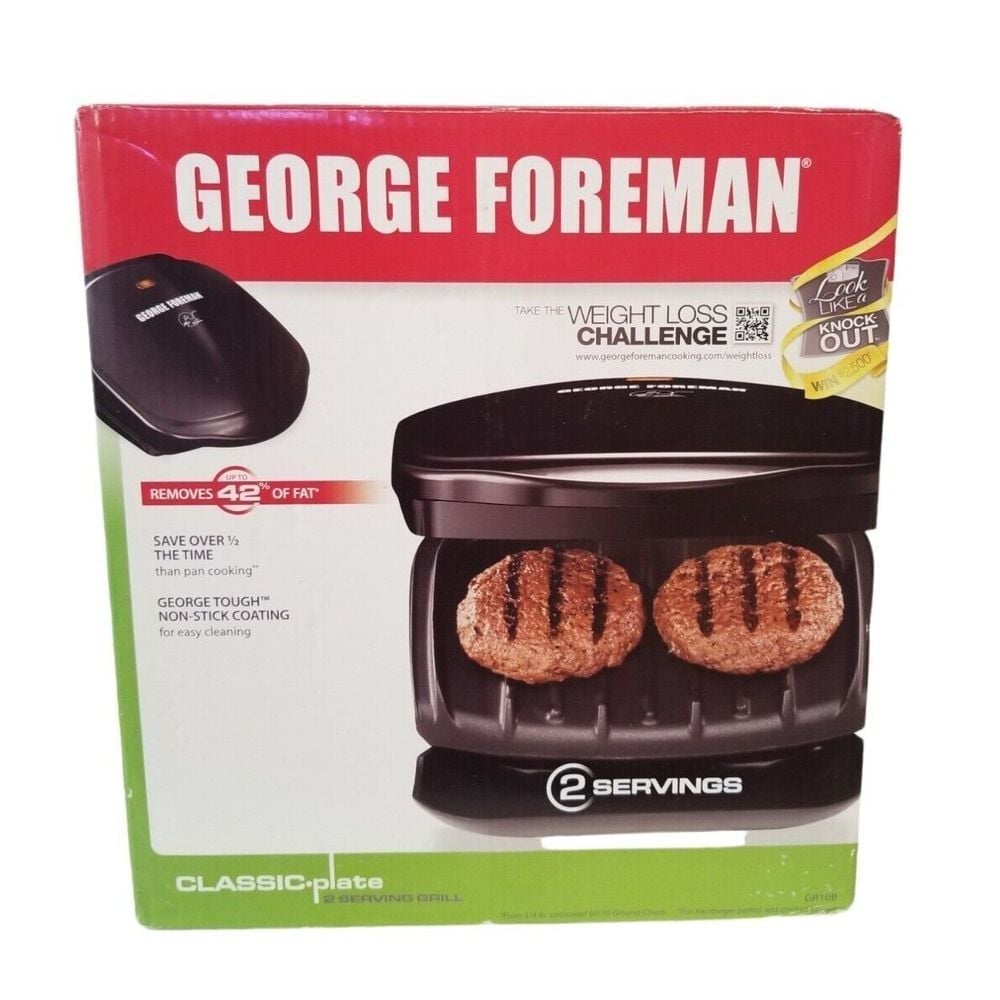 George Forman 2 Serving Plate Electric Classic Indoor Grill Weight Loss Challeng