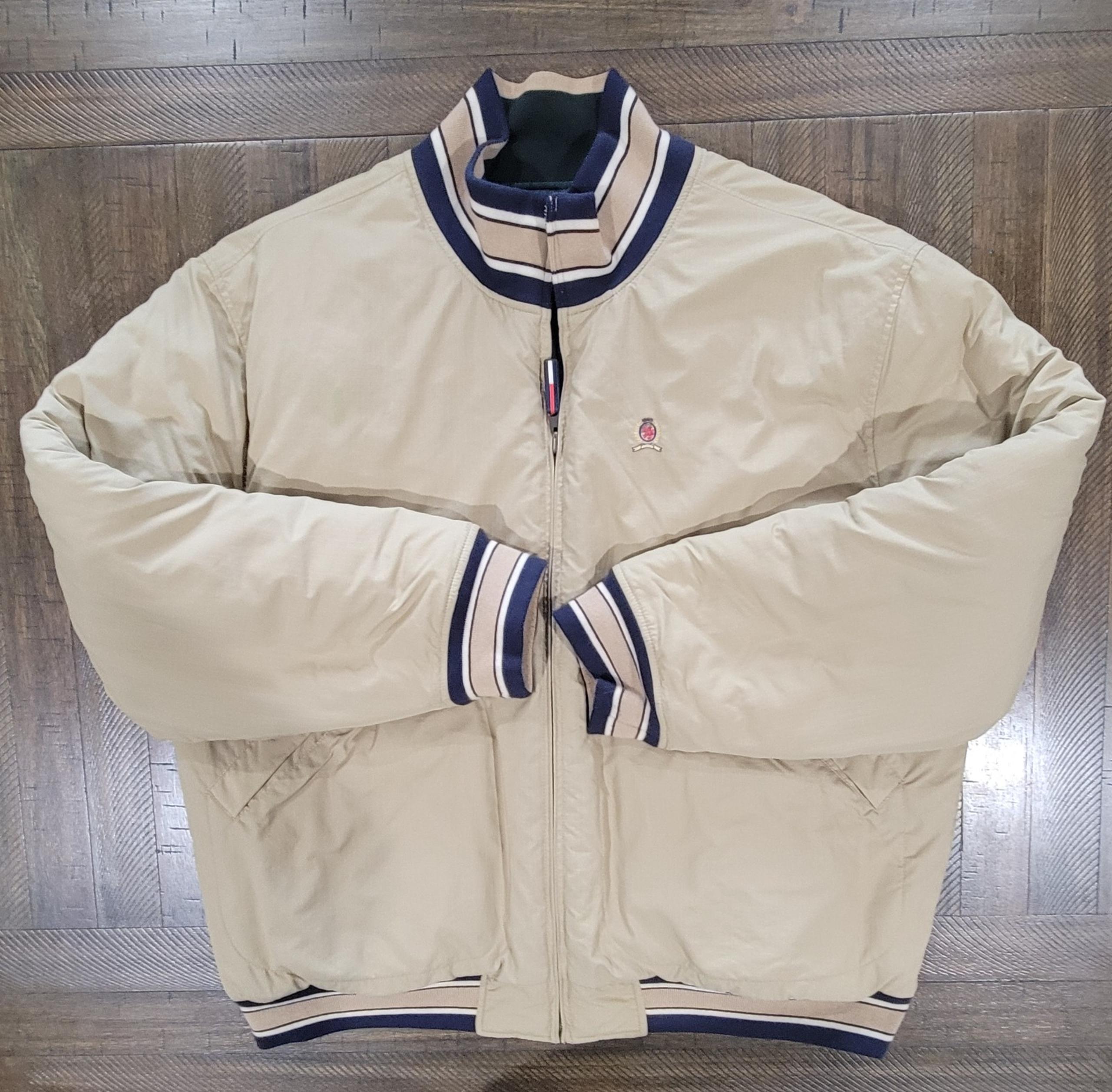 Tommy Hilfiger Mens XXL Reversible Green and Tan Puffer Jacket