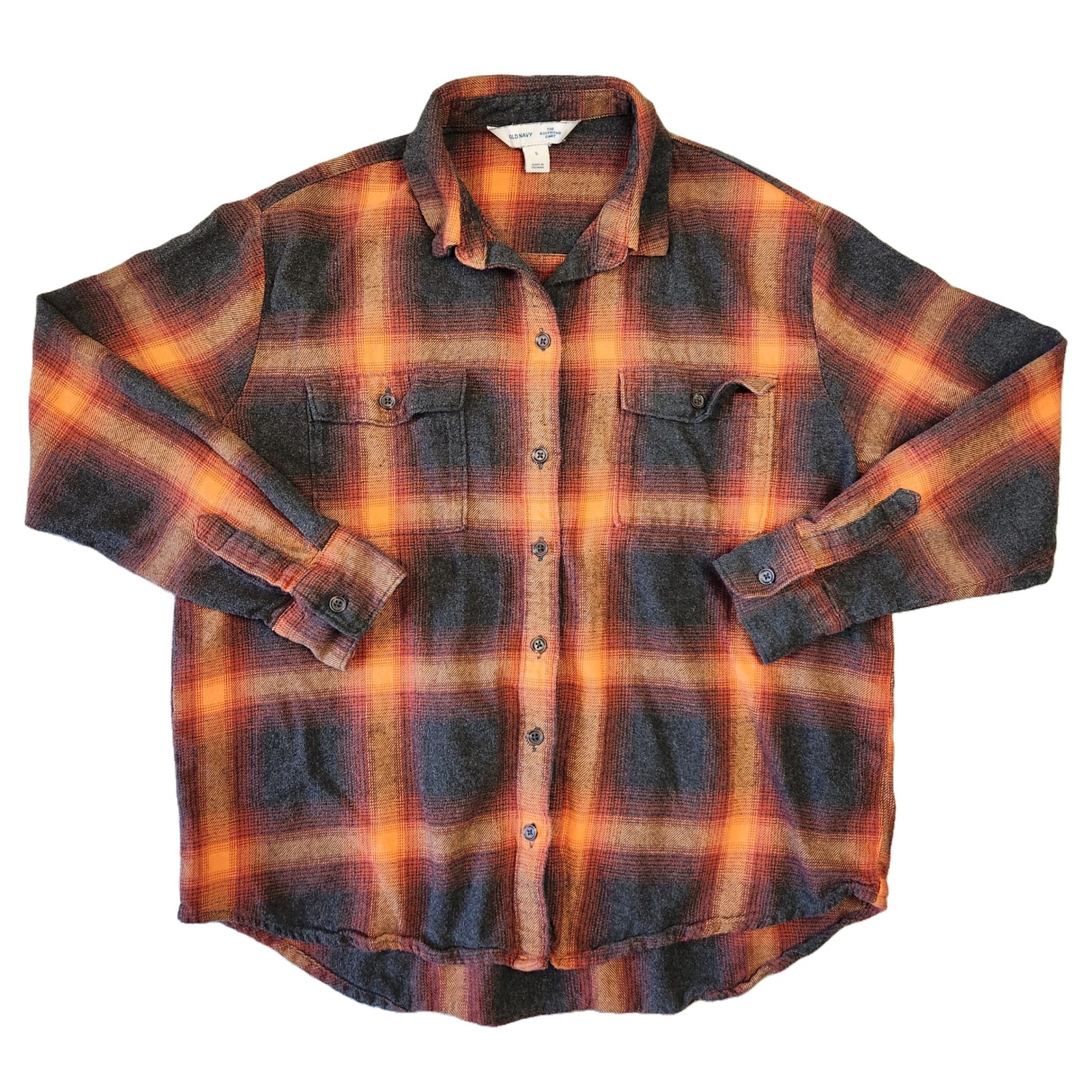 Old Navy The Boyfriend Taylor Swift Evermore Flannel Shirt Womens S Orange Plaid