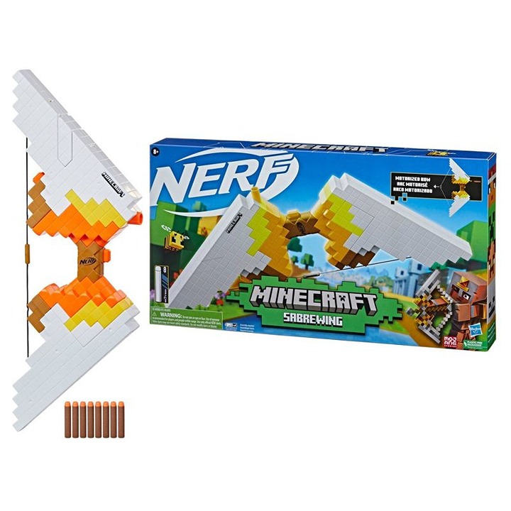 NEW NERF Nerf Minecraft Sabrewing Motorized Blaster Bow Dart Gun Unleash 8 darts