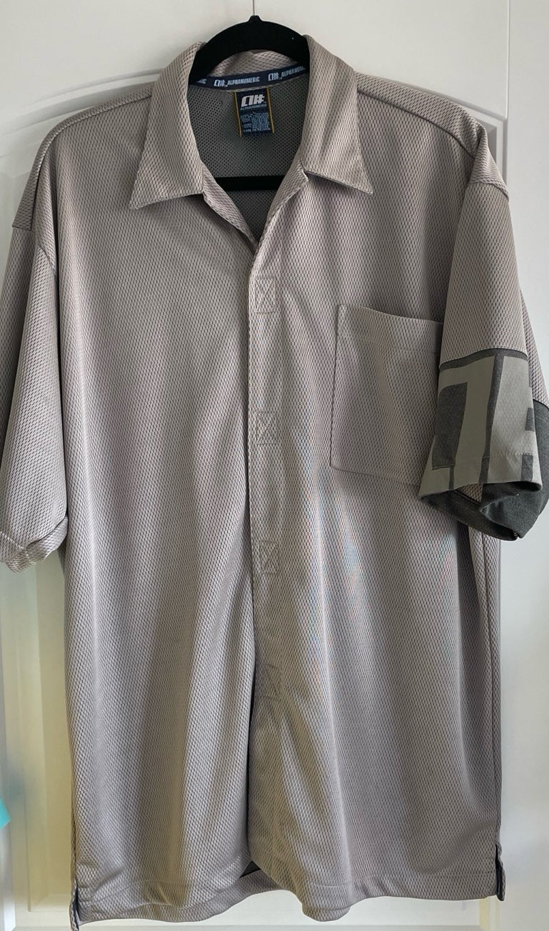 Alphanumeric A# Polo Shirt Taupe Sz XL Vintage Logo EUC