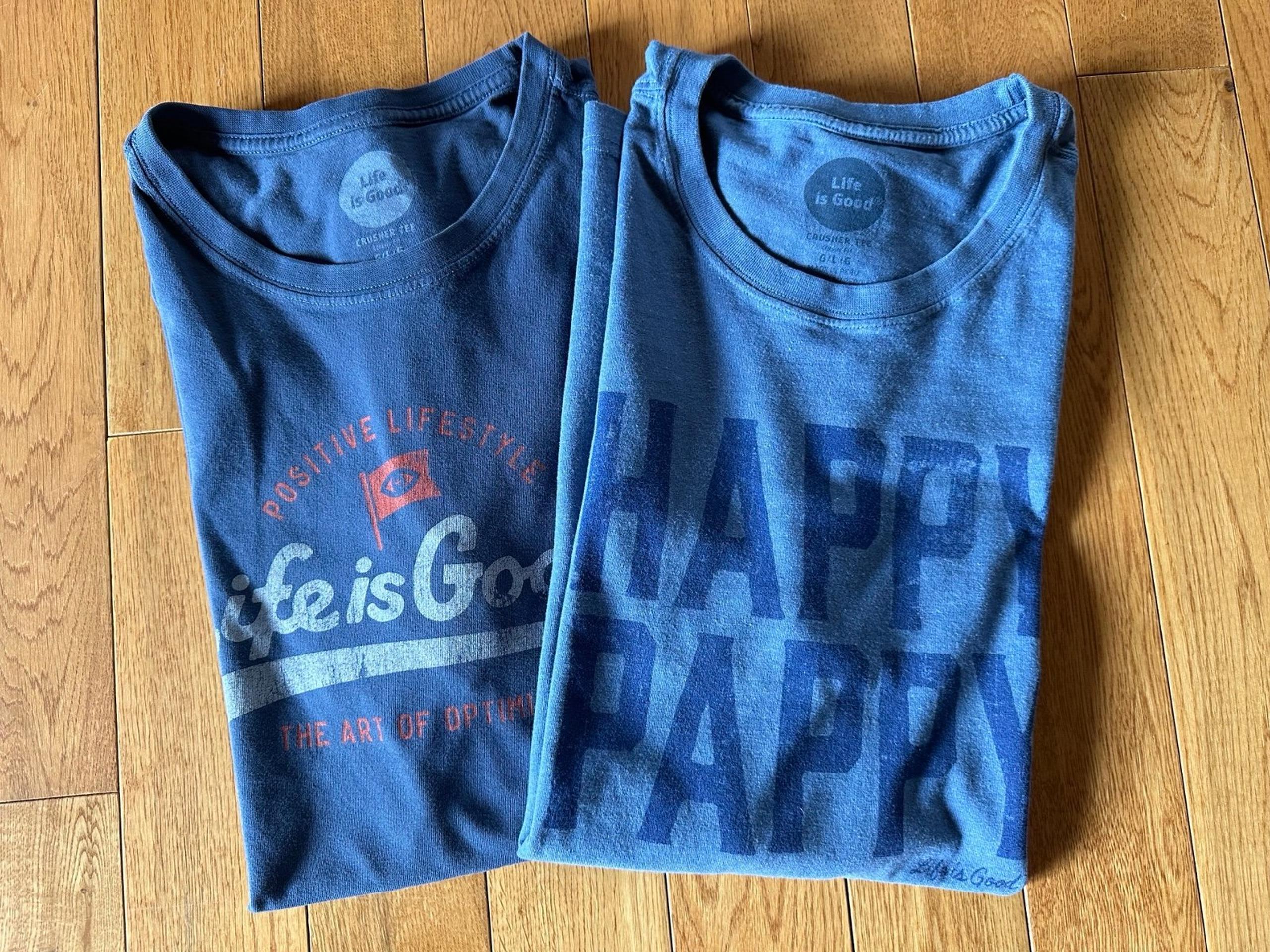Two Men’s T-Shirts - Life is Good - Lg.