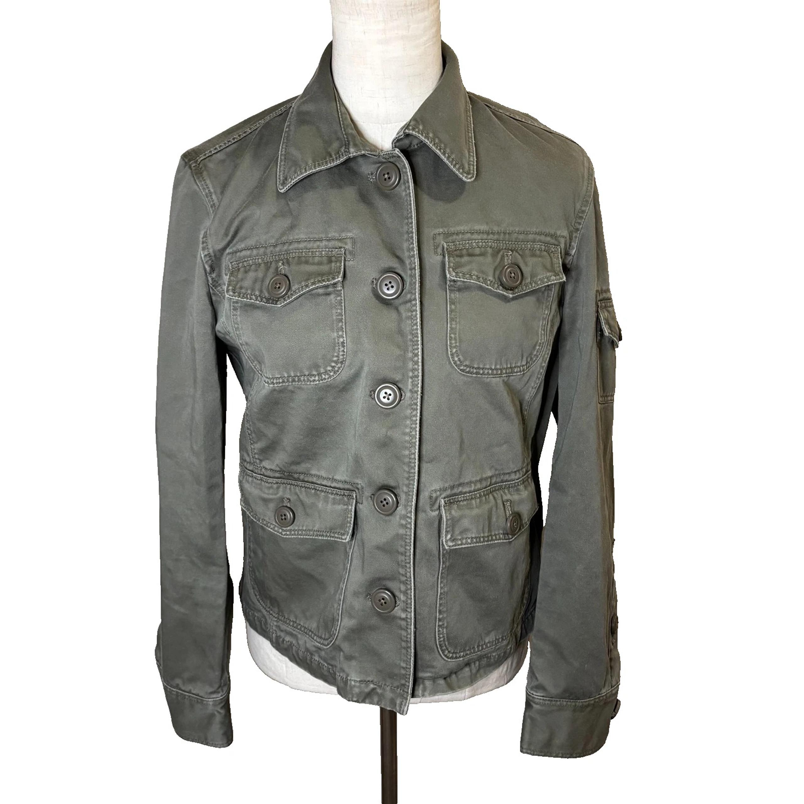 J Crew Military Field Jacket Womens Medium Utility Cargo Boho Army Green #134