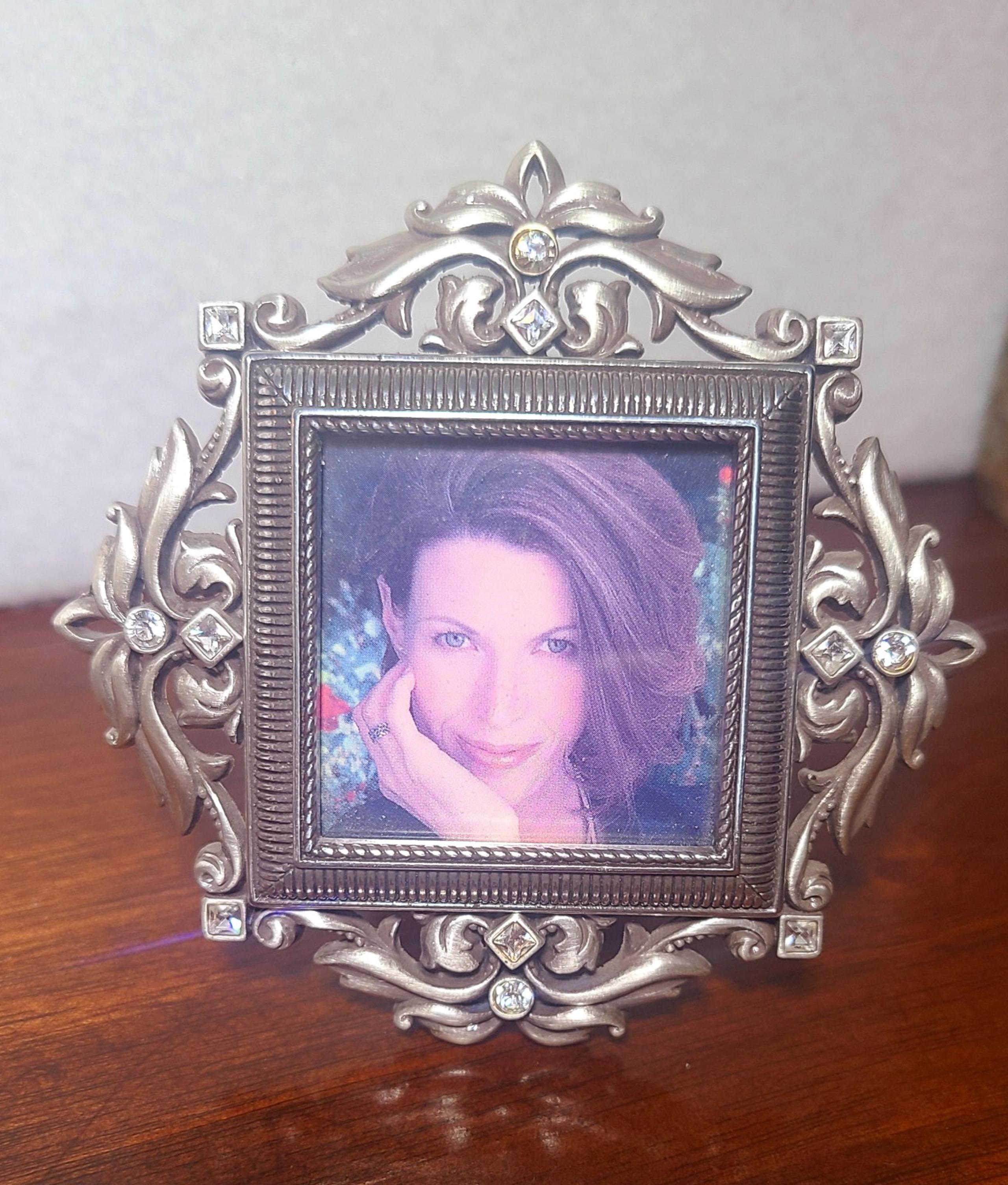 Vintage Brighton Mini Frame w/ Rhinestone Accents~Silver Tone
