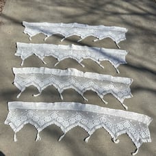 Vintage Crochet Flower and Tassel Window Valences Boho Cottagecore SET 4 6’x20”