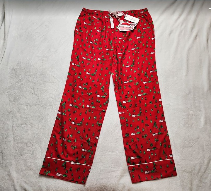 Women's M Vineyard Vines Santa whale Christmas tree pajama flannel sleep pants