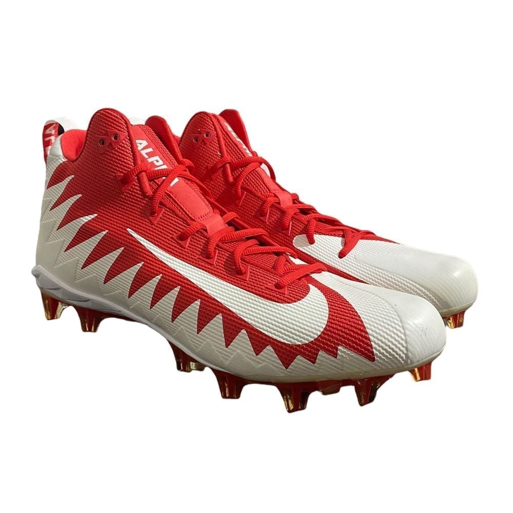 Nike Alpha Menace Pro Mid Men's Size 16 Football Cleats Red White 871451-611