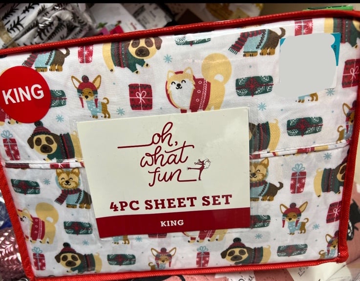 christmas corgi king sheet set
