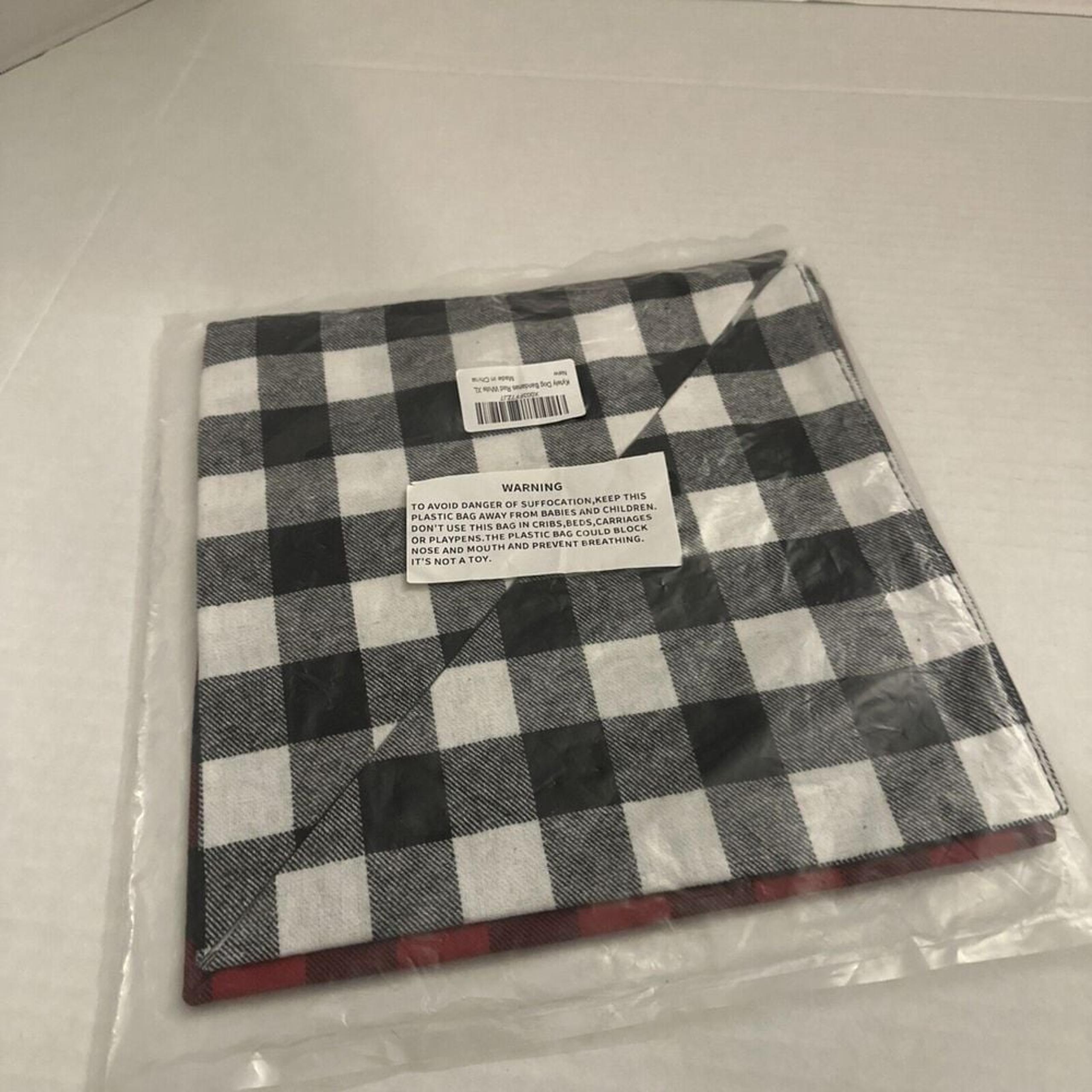 2 (XL) Dog Bandanas Black Red/Black White Plaid Checkered Bandana