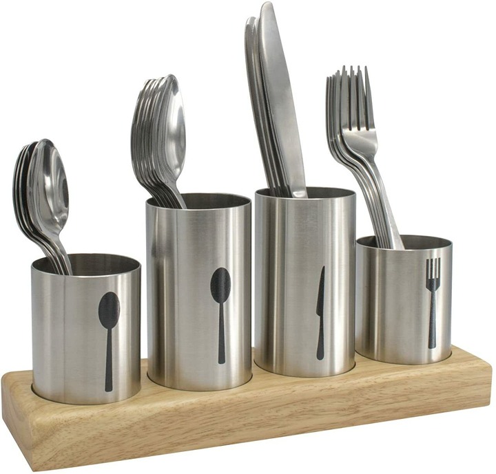 Silverware Holder with Caddy for Spoons, Knives Forks - Utensil Organizer